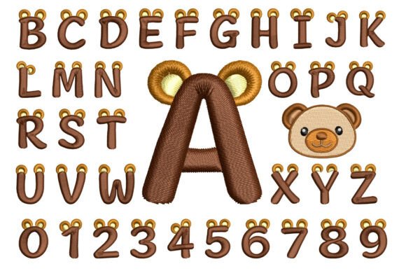 Bear Ears Font: Cute Holiday Embroidery Alphabet