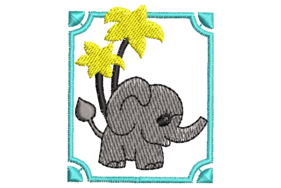 Elephant with Palm Trees Embroidery for Apparel